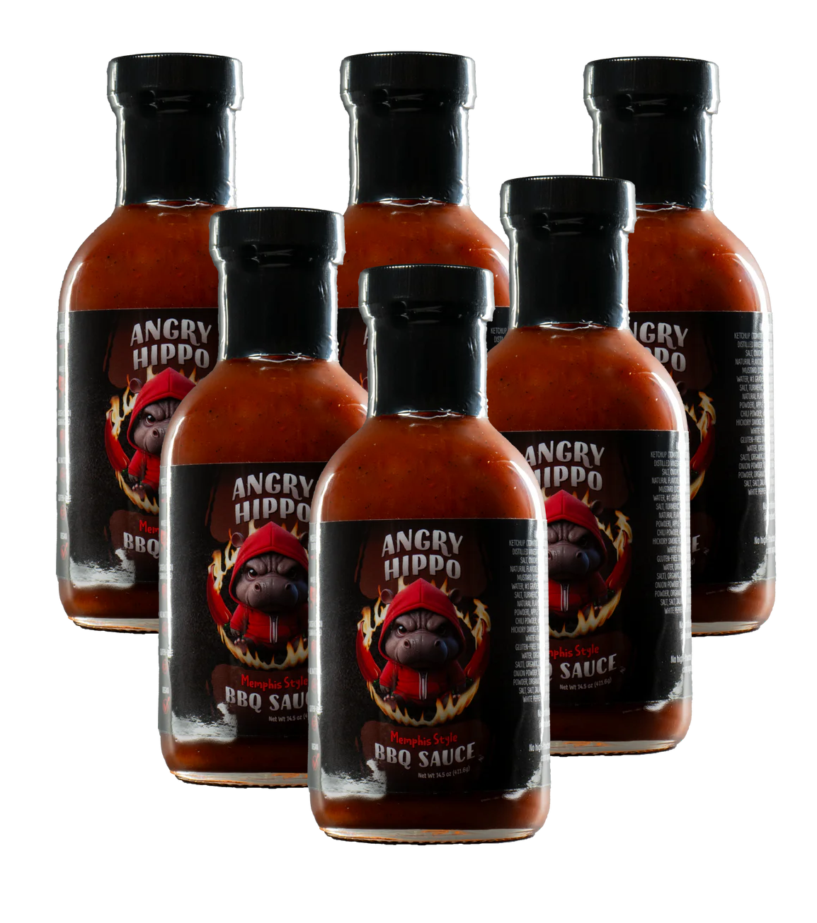 6 Pack Gourmet Memphis Style BBQ Sauce – Angry Hippo Foods